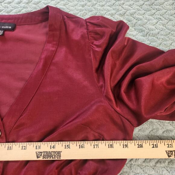Lucy Paris Wine Burgundy Fit Flare Dress Pockets Large - Picture 6 of 13